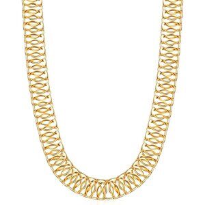 18K Gold Plated Mesh Necklace | 16-20" Tarnish Free & Waterproof High Polish